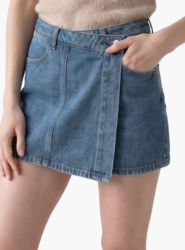 VERO MODA Solid Wrap-Style Skort