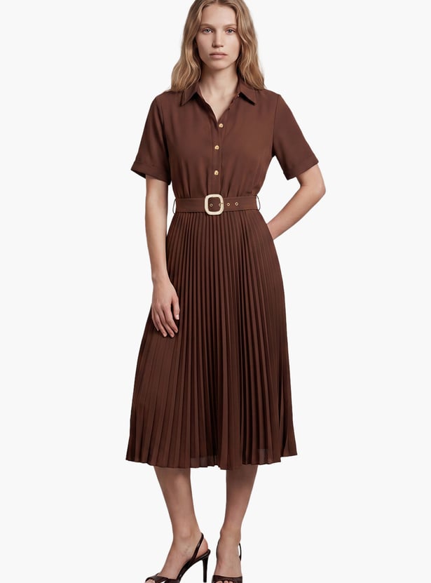 VERO MODA Pleated Midi Shirt Dress