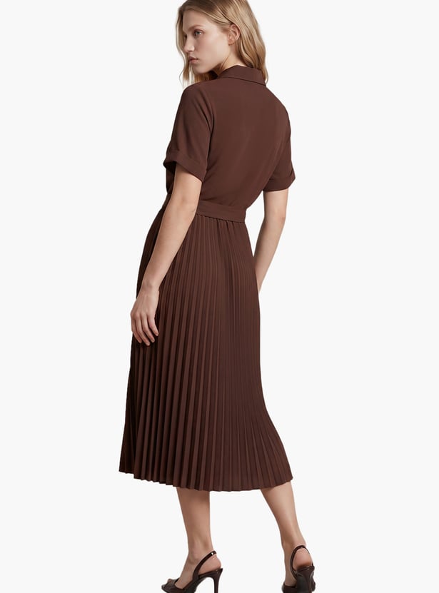 VERO MODA Pleated Midi Shirt Dress