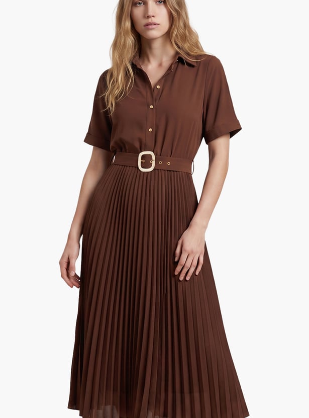VERO MODA Pleated Midi Shirt Dress