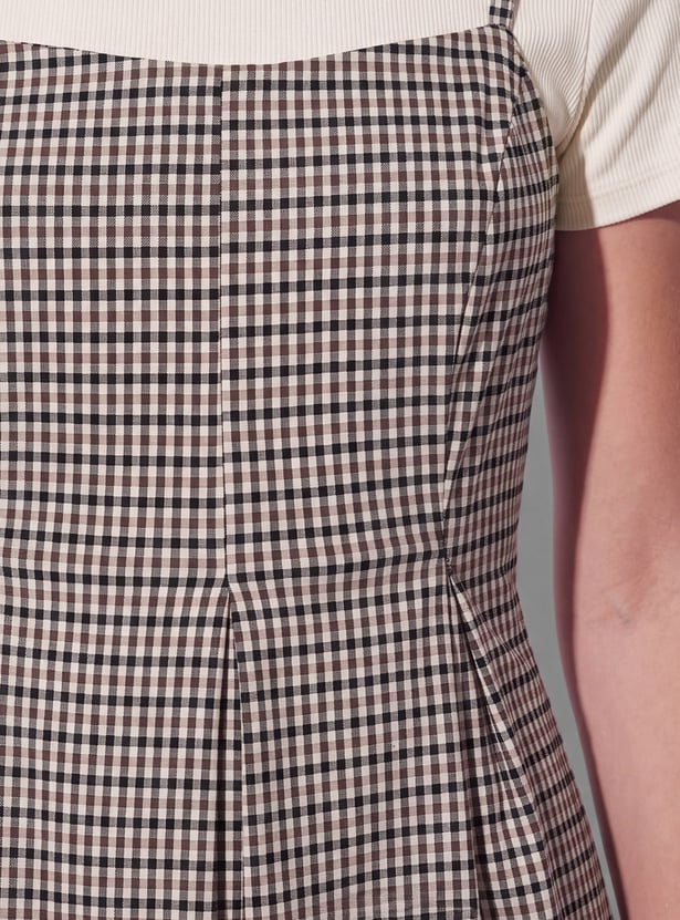 Buy GINGER Checked Flared Hem Mini Dress from Ginger at just INR 1699.0