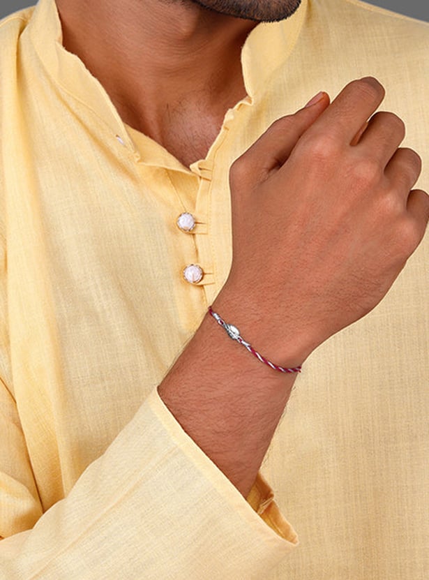 GIVA Sterling Silver Leaf Motif Rakhi
