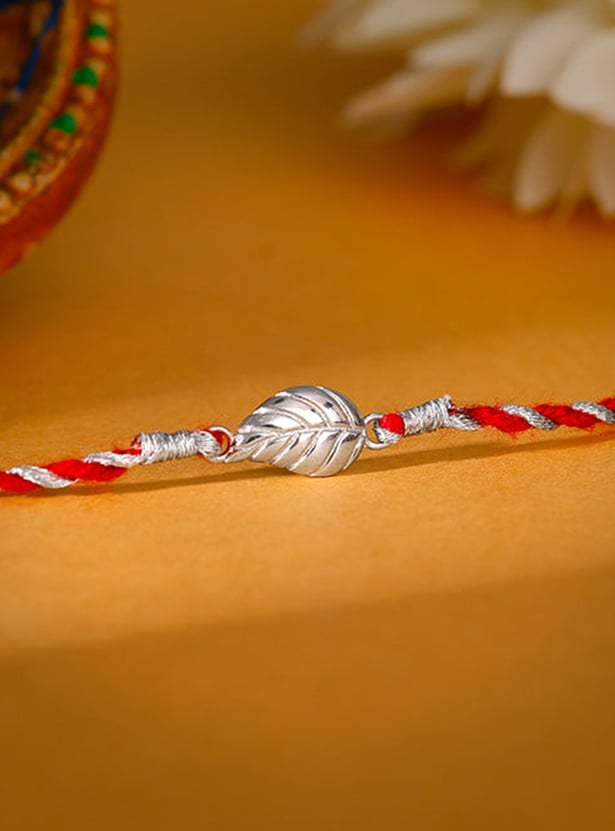 GIVA Sterling Silver Leaf Motif Rakhi