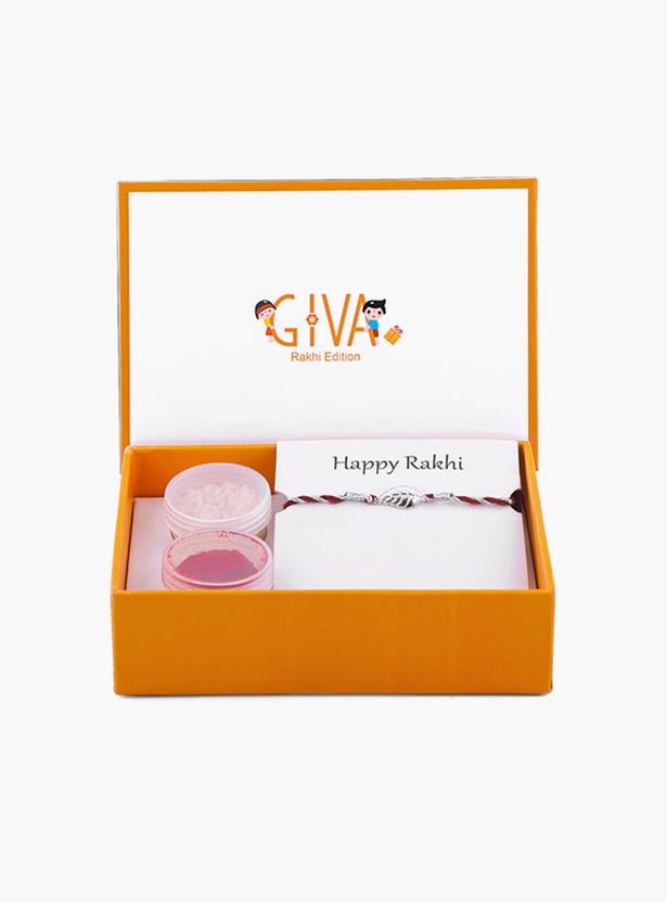 GIVA Sterling Silver Leaf Motif Rakhi