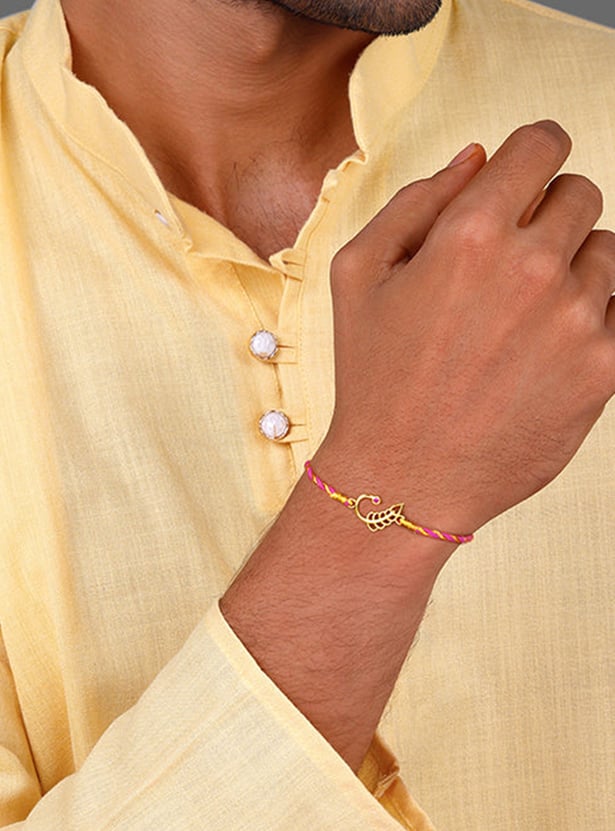 GIVA Golden New Leaf Rakhi