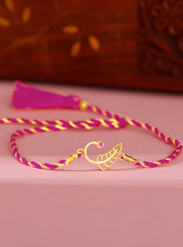 GIVA Golden New Leaf Rakhi