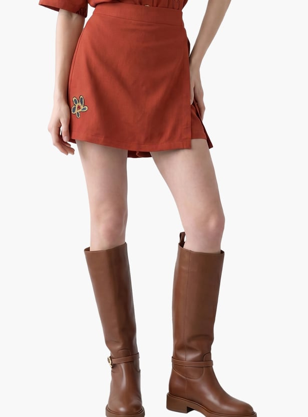 VERO MODA Embroidered Wrap Skort
