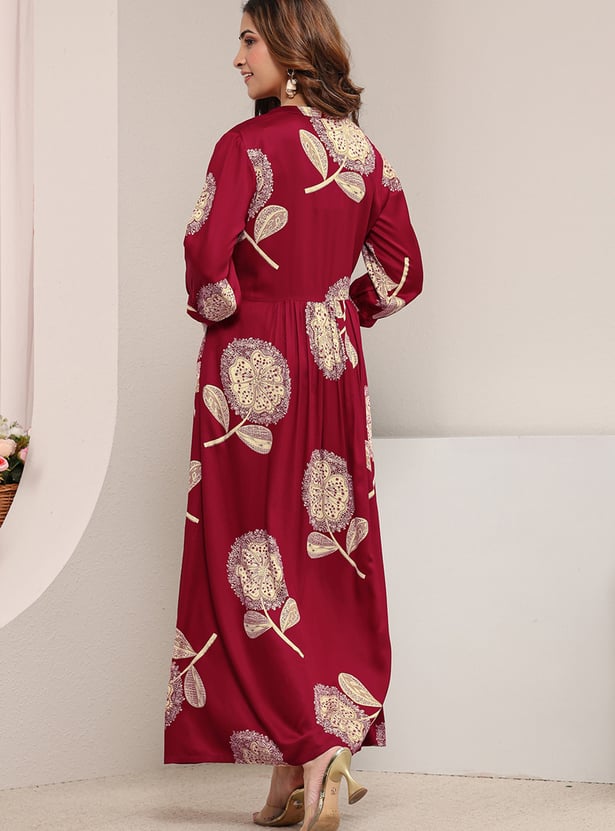 LIBAS Ethnic Motif Slitted Maxi Dress