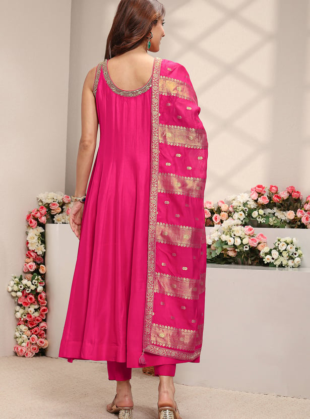 LIBAS Woven Design Anarkali Kurta Set