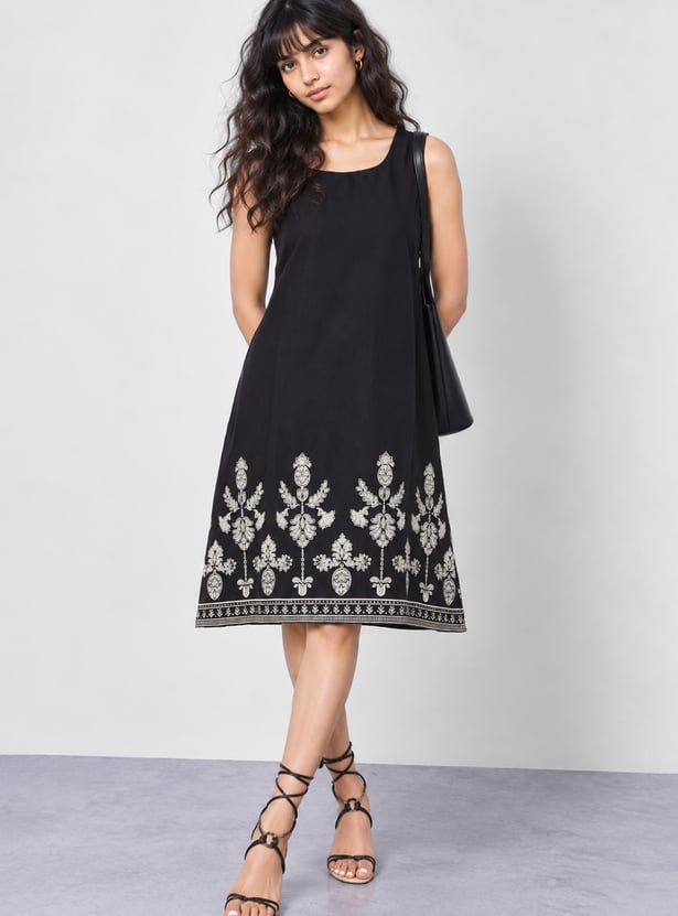 COLOUR ME Ethnic Motif Print A-line Dress
