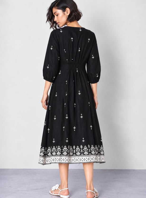 COLOUR ME Ethnic Motif A-Line Dress