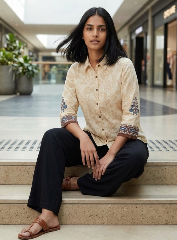 COLOUR ME Floral Print Shirt Style Top