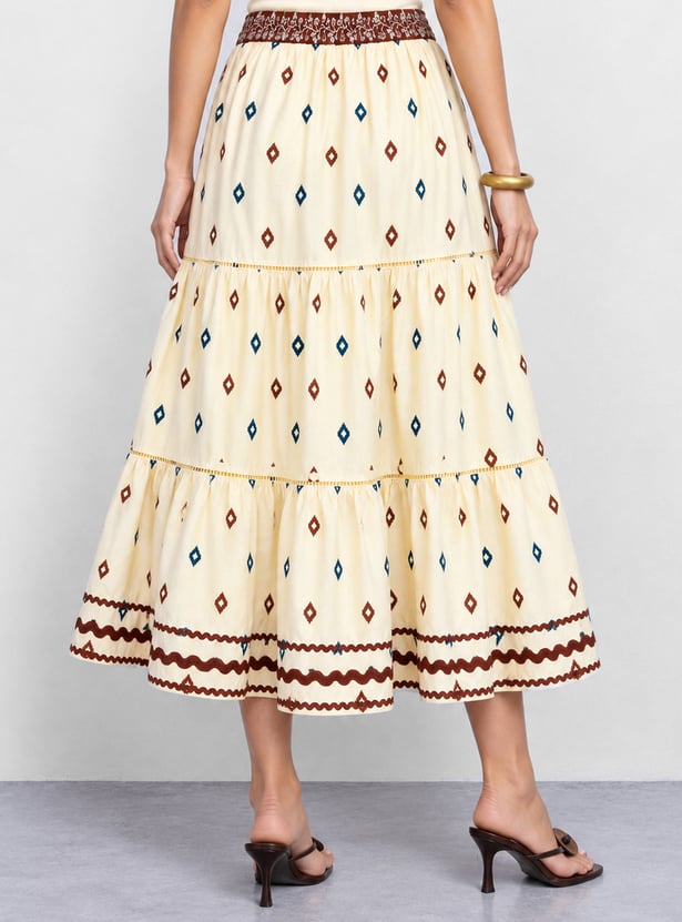 COLOUR ME Ikat Print Tiered Skirt