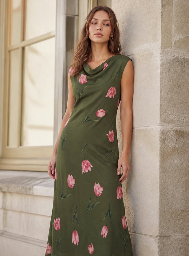 CODE Floral Print Midi Dress