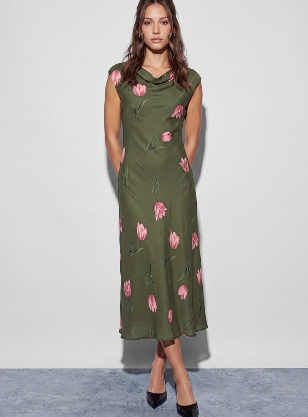 CODE Floral Print Midi Dress