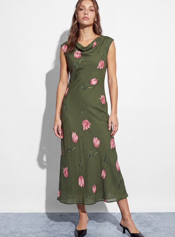 CODE Floral Print Midi Dress
