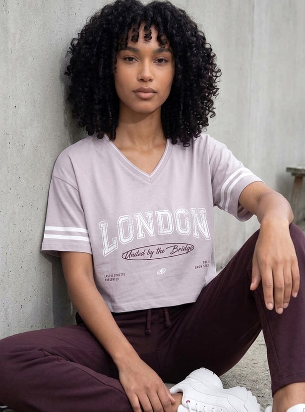 KAPPA Printed Boxy Fit Crop T-shirt