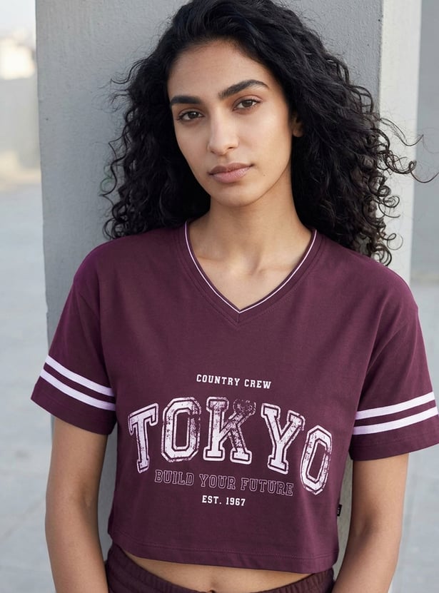 KAPPA Printed Boxy Fit Crop T-shirt