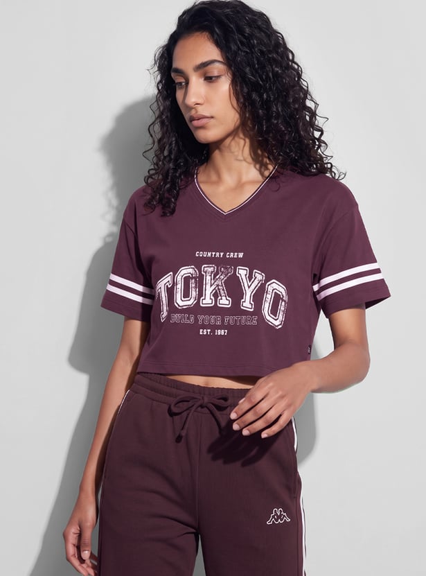 KAPPA Printed Boxy Fit Crop T-shirt