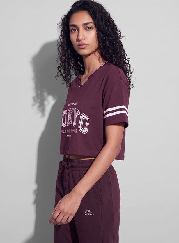 KAPPA Printed Boxy Fit Crop T-shirt