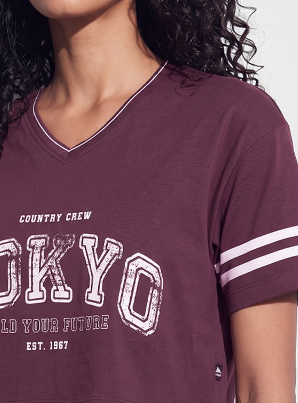 KAPPA Printed Boxy Fit Crop T-shirt
