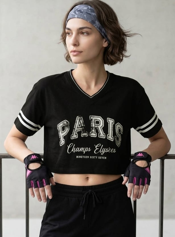 KAPPA Printed Boxy Fit Crop T-shirt