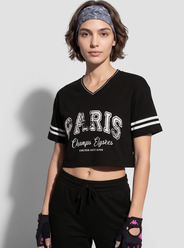 KAPPA Printed Boxy Fit Crop T-shirt