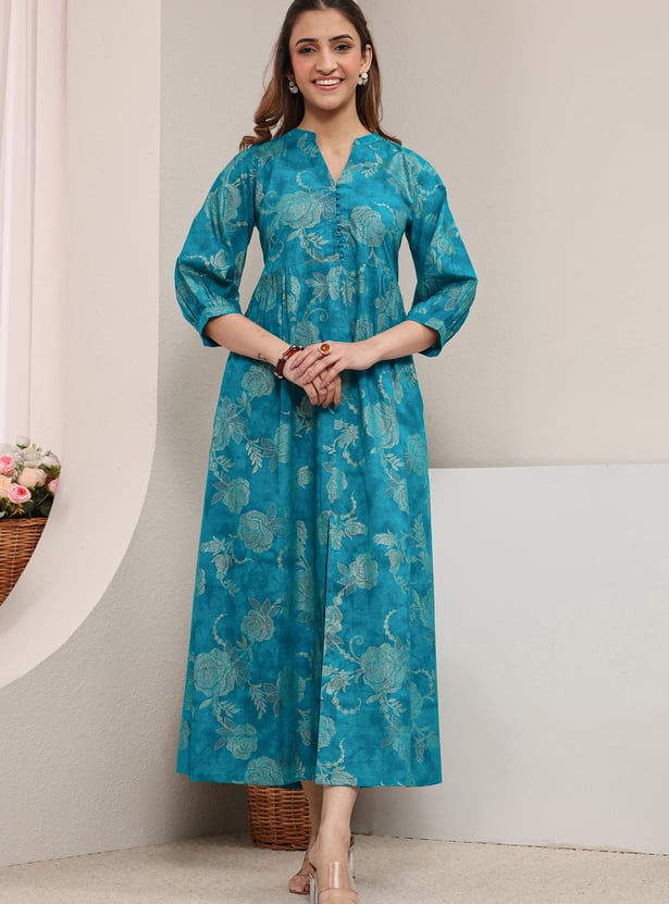 LIBAS Floral Print A-line Maxi Dress