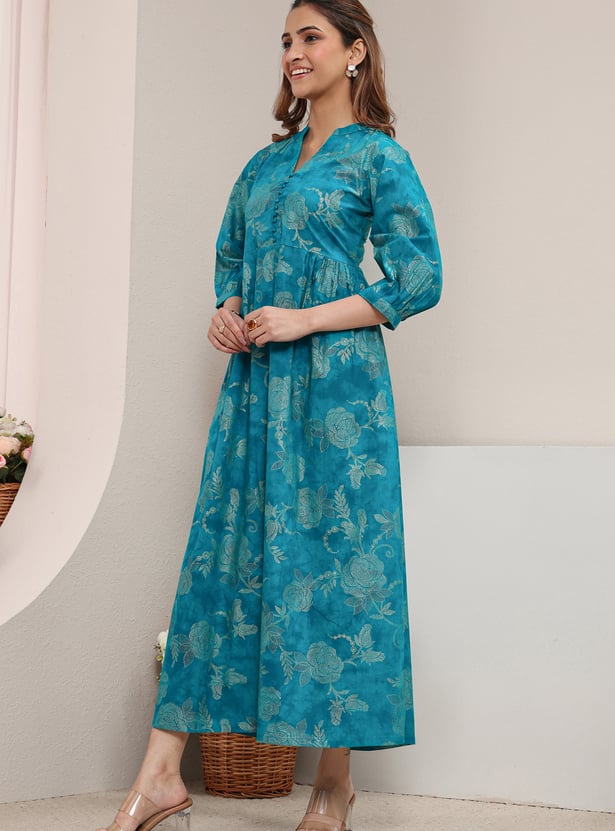 LIBAS Floral Print A-line Maxi Dress