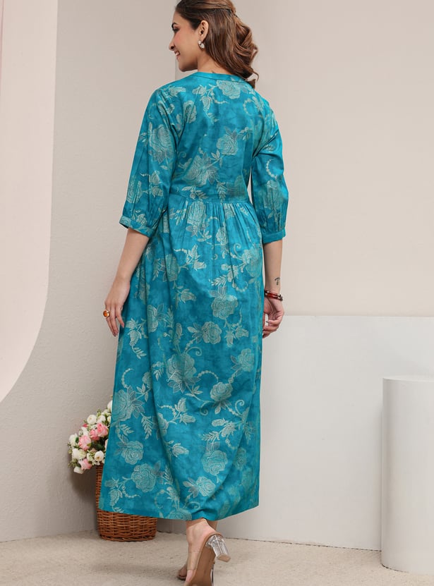 LIBAS Floral Print A-line Maxi Dress