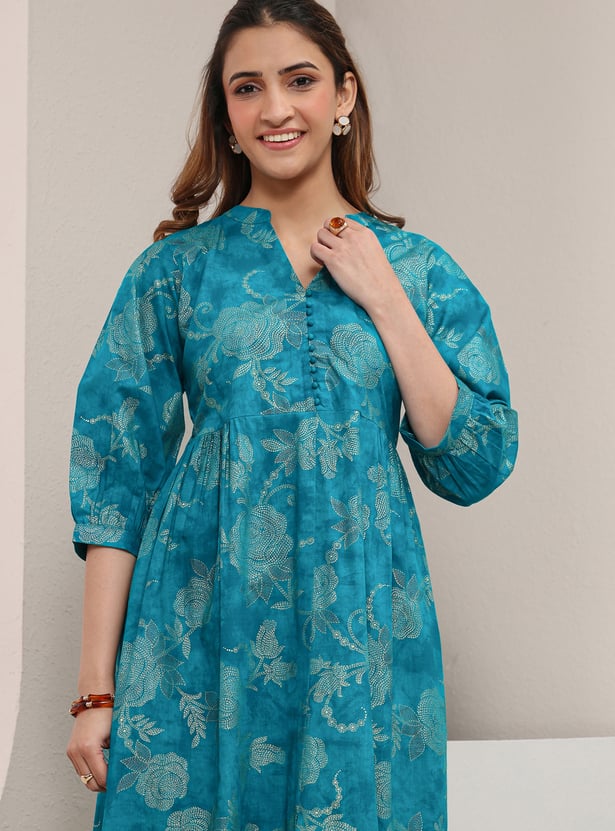 LIBAS Floral Print A-line Maxi Dress