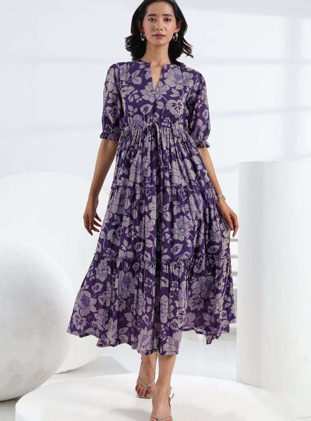 LIBAS Floral Print Tiered Dress