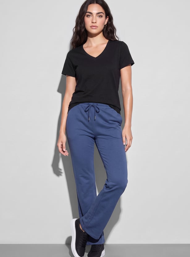 FAME FOREVER Solid V-Neck T-shirt