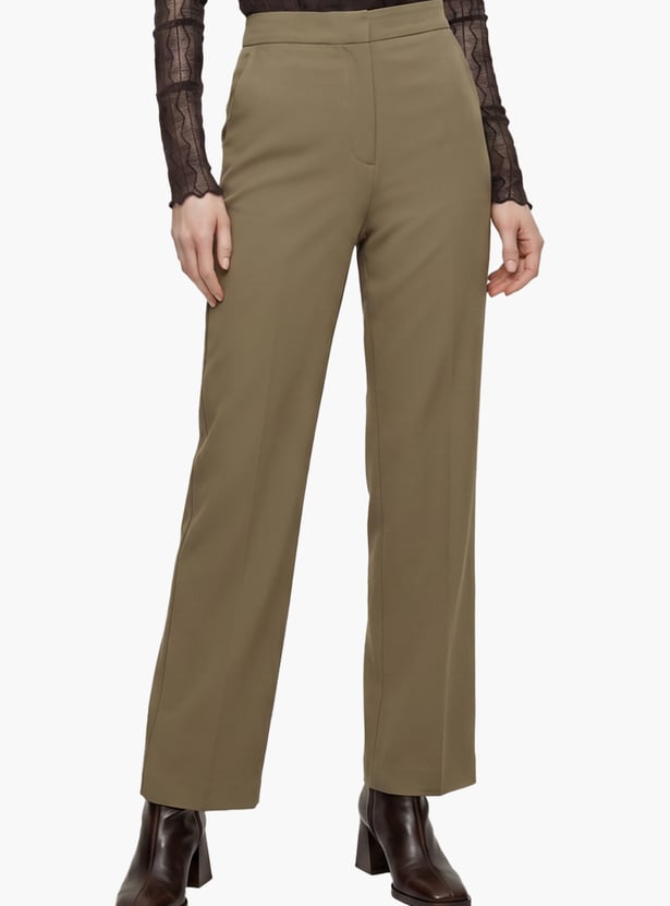 VERO MODA Solid Straight Fit Trousers