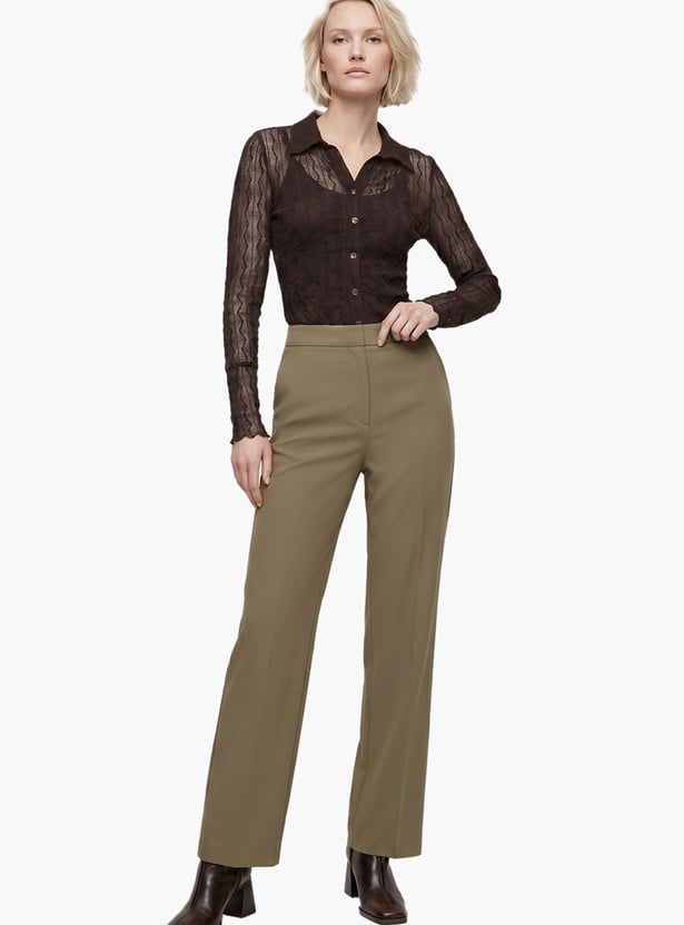 VERO MODA Solid Straight Fit Trousers