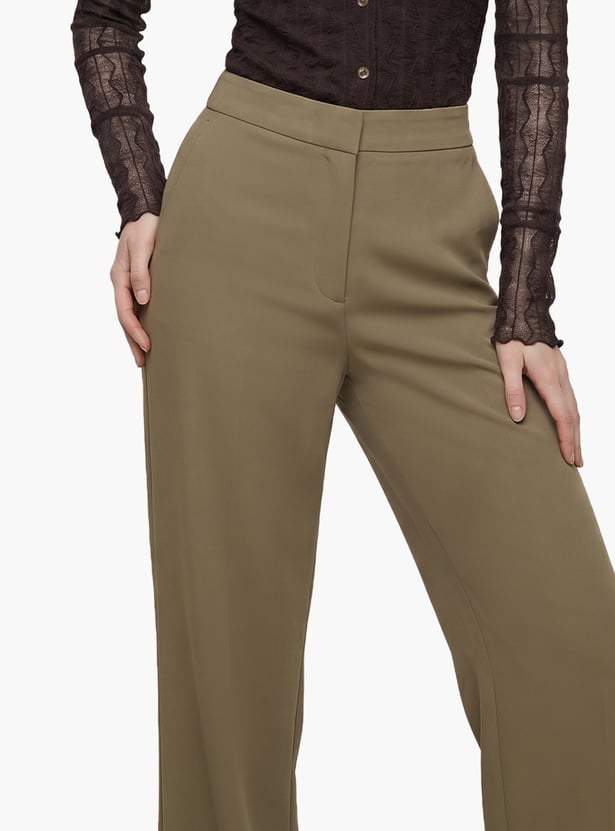 VERO MODA Solid Straight Fit Trousers