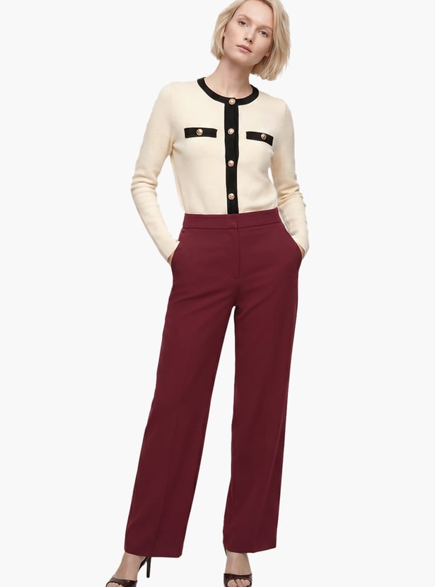VERO MODA Solid Straight Fit Trousers