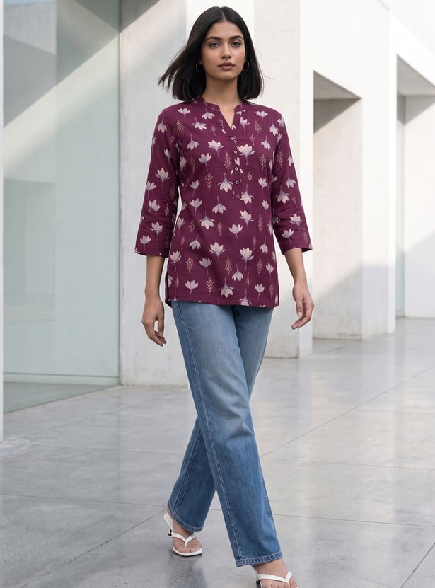 MELANGE Floral Print Short Kurti