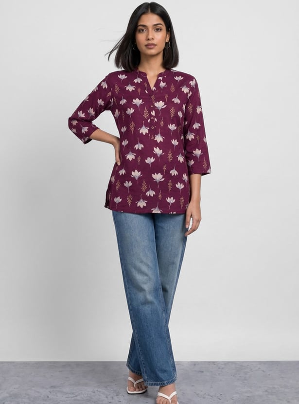 MELANGE Floral Print Short Kurti