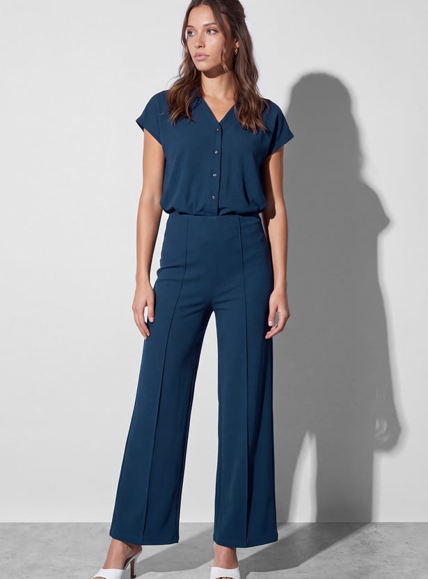 CODE Pintuck Flared Trousers