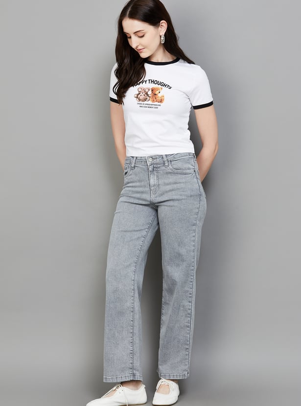 KRAUS Lightwashed Wide Leg Jeans