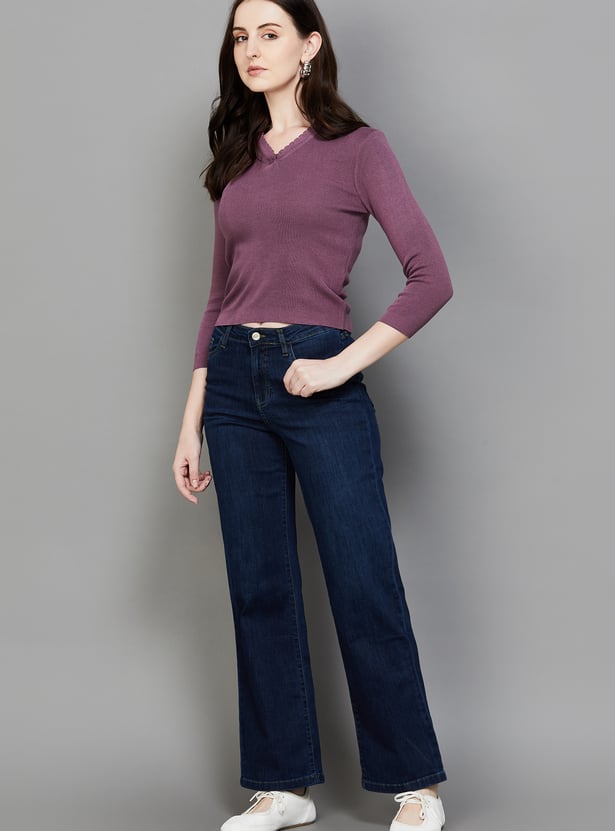 KRAUS Dark Wash High Rise Wide Leg Jeans