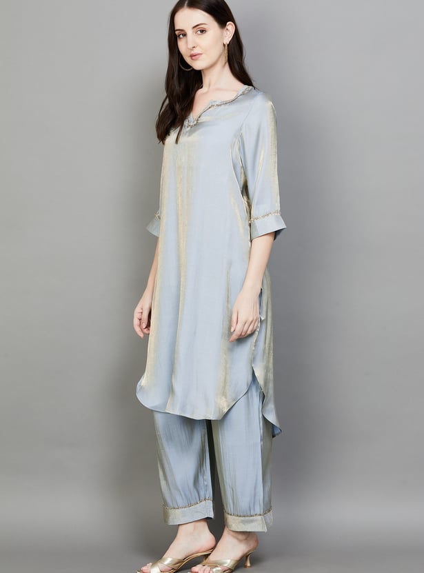 BIBA Embroidered Straight Kurta Set