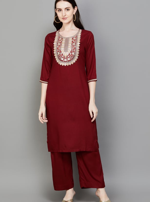 BIBA Embroidered Kurta Set