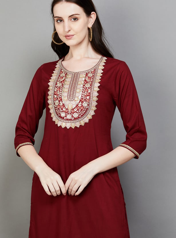 BIBA Embroidered Kurta Set