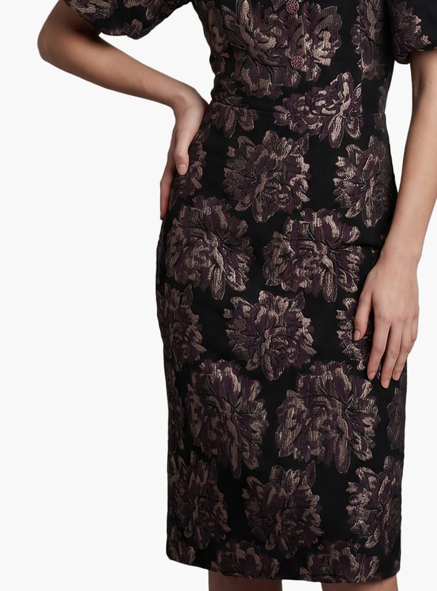 VERO MODA Floral Jacquard Pencil Skirt