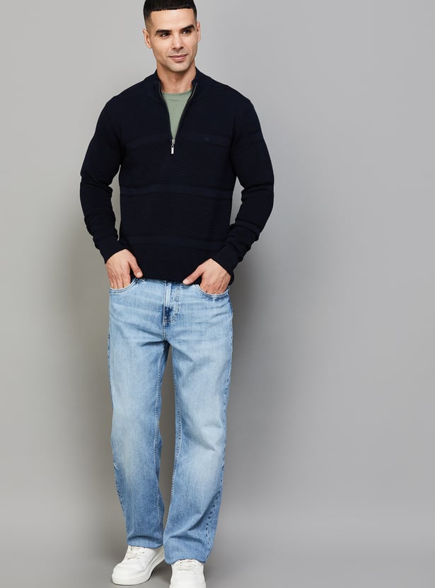 ARROW SPORT Ribbed Quarter-Zip Sweater