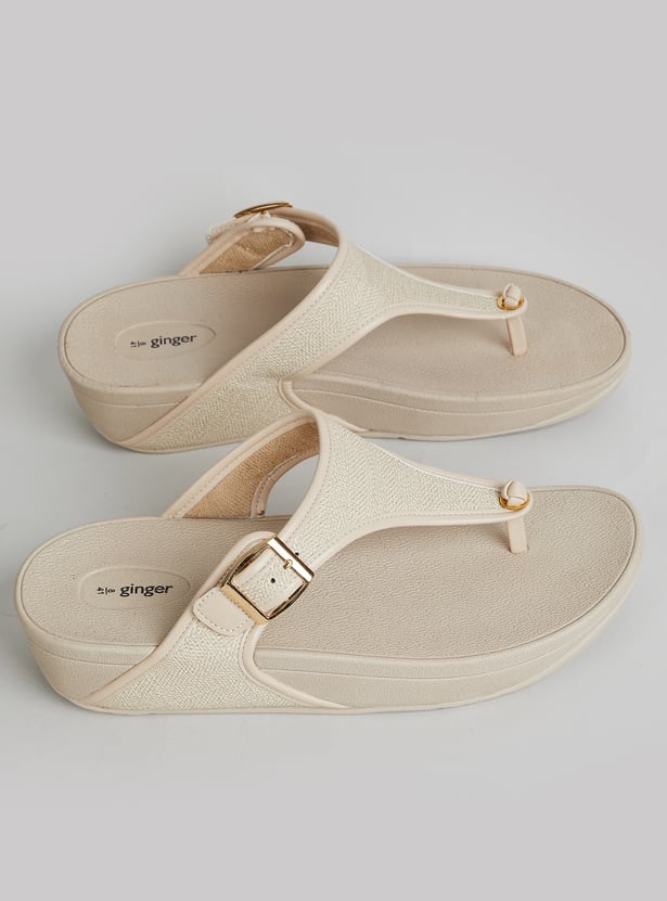 GINGER Solid Thong Strap Flip Flops