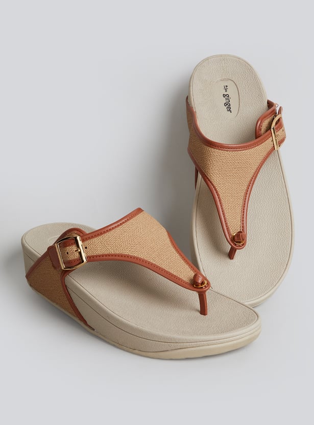 GINGER Solid Thong Strap Flip Flops