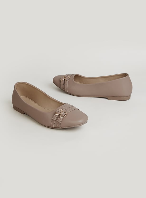 CODE Solid Almond Toe Ballerinas